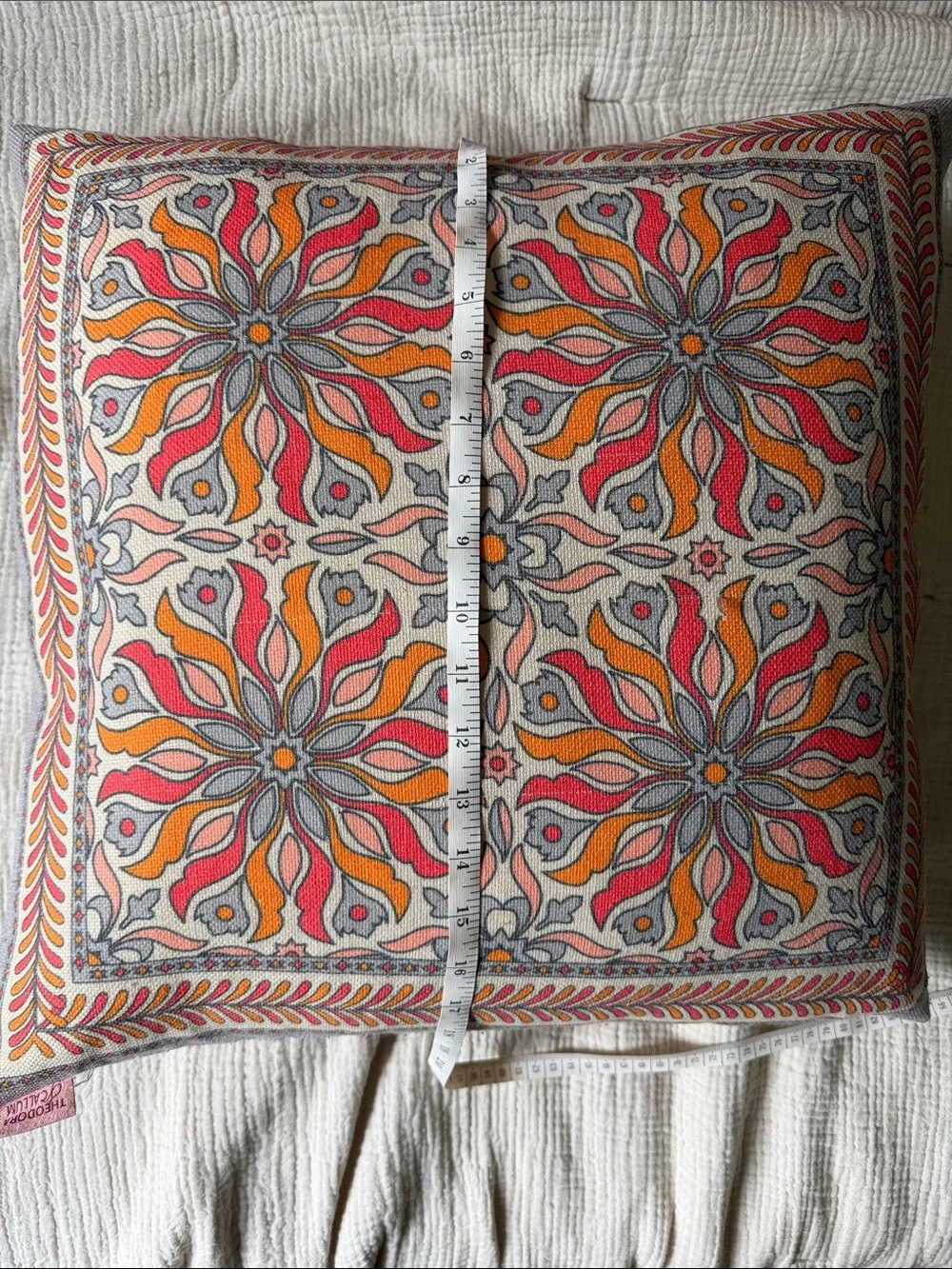 Set of four Decorative Throw Pillow covers - Coral- Grey- Orange-Pink Boho print